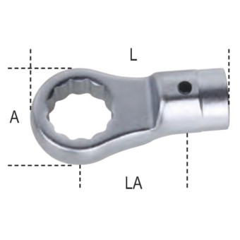 Opsteek ringsleutels voor opsteekmomentsleutel, ronde aansluiting, Ø 22 mm