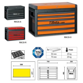 Portable tool chest with 5 drawers - Beta RSC23