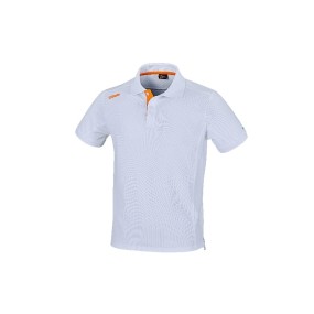 Polo à deux boutons, en jersey de coton, 200 g/m2, blanc avec inserts orange