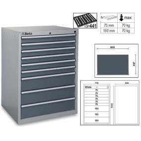 Industrial tool chest with 9 drawers - Beta C35/9GM