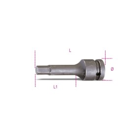 Impact socket drivers for hexagon screws, 3/4" female square drive, phosphated
