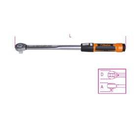 ZERO-RESET click-type torque wrench with push-through ratchet, for right-/left