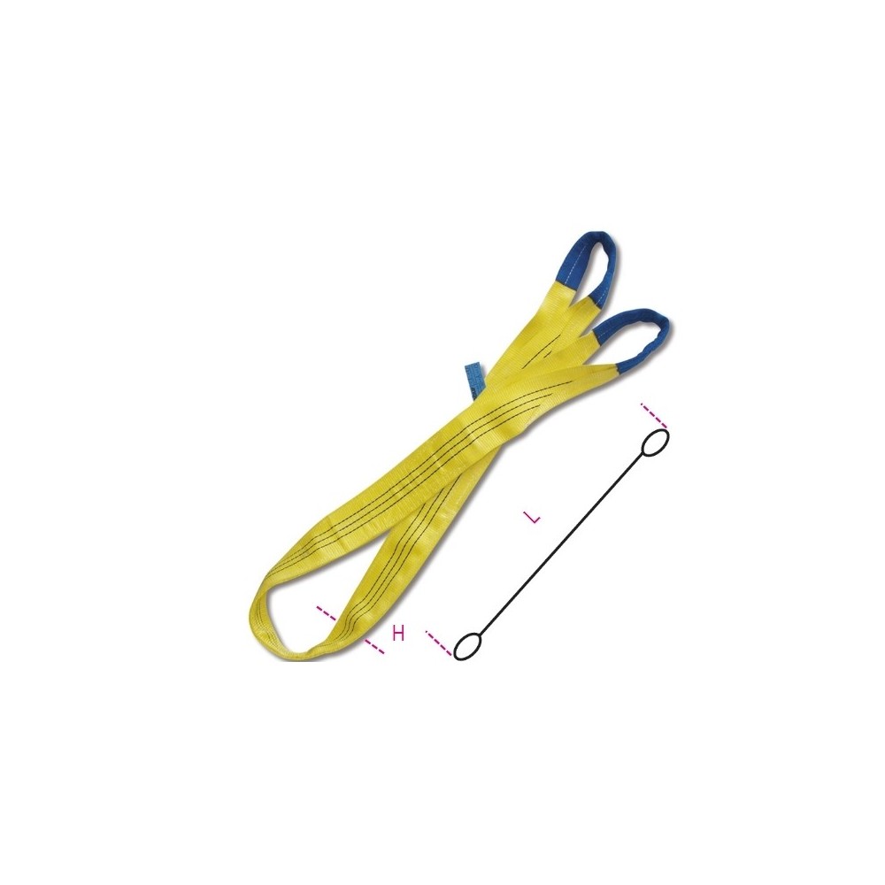 Eslingas de elevación, 3t, amarillo, cinta plana de dos capas, ojales reforzados