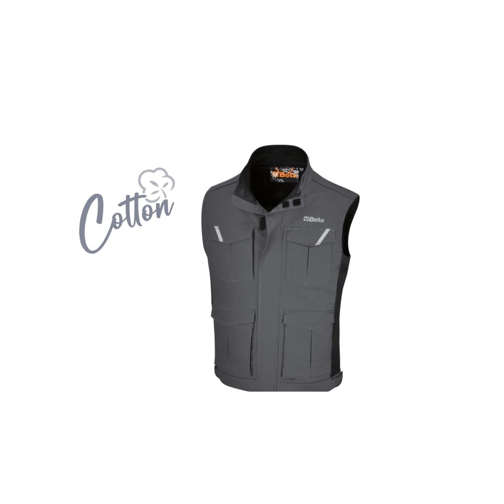 Sleeveless work jacket, 100% cotton, grey - Beta 7937MG